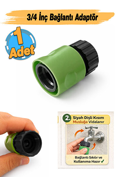 Badem10 ( 19 mm ) 3/4 Dişi Çeşme Musluk Bağlantı Adaptörü 1 Adet Sök Tak Sist...