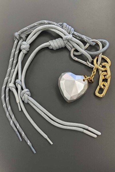 E MODA Curea de geantă de lux și breloc cu farmec geometric de inimă și lanț ...