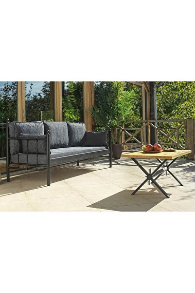Vivense Lalas Metal Sofa Sedir Üçlü Koltuk, Antrasit, 70X200