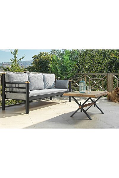 Vivense Kappis Metal Sofa Sedir Üçlü Koltuk, Füme, 70X200