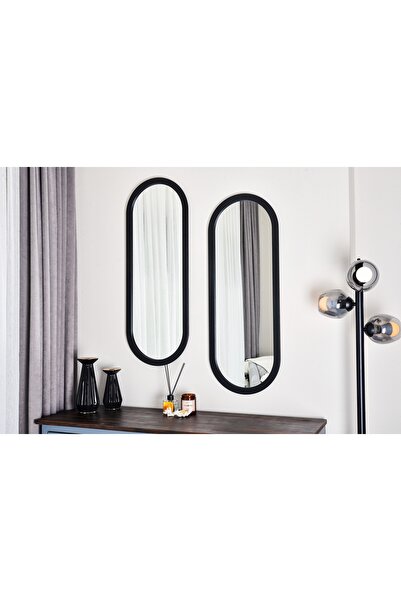 Vivense DFN WOOD OVALİNE OVAL SİYAH İKİLİ KONSOL AYNASI, 35X95 CM