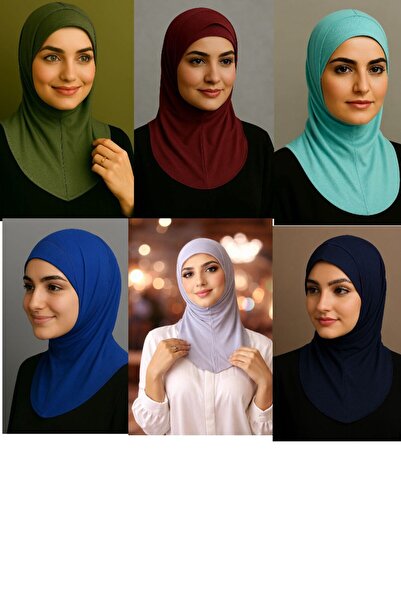 ALDAIYR 6Pcs Ninja Bone Stretch Fabric Hijab Bonnet with Neck Collar