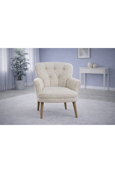 Vivense PUFY KOLLU TEKLİ BERJER, KREM, CEVİZ AYAK