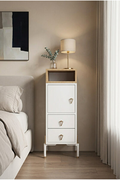 FOR WOMAN DESİGN Ahşap Komodin 3 Çekmeceli Modern Minimal Yatak Odası Düzen Ç...