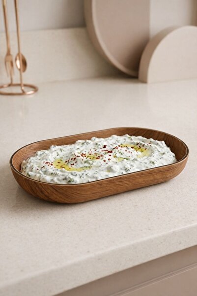 CASTEROLİ Acacia Look Smal Oval Kayak Plate Multi-Purpose Functional – 20X10X...