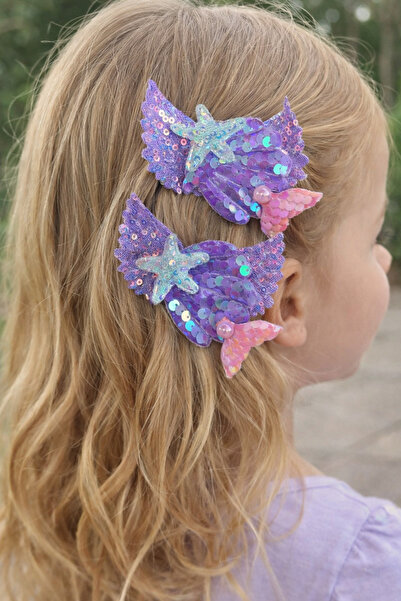 NEHİRDEN 2 Adet Denizkızı Toka Simli Pullu Kanatlı Toka