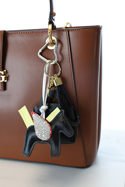 E MODA cu pietre aplicate Ornament cu piele cai – Negru și auriu