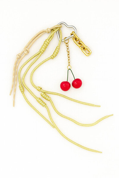 E MODA Breloc și ornament pentru geantă de lux cu figurină de cireș și lanț d...