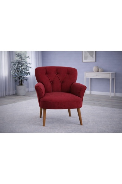 Vivense PUFY KOLLU TEKLİ BERJER, BORDO, CEVİZ AYAK