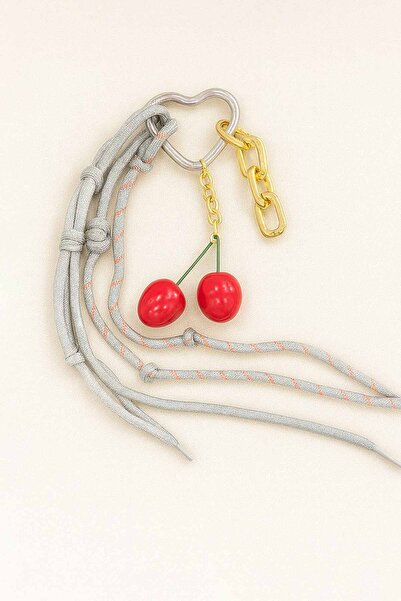 E MODA Breloc modern și ornament pentru geantă cu figurină de cireș și lanț d...