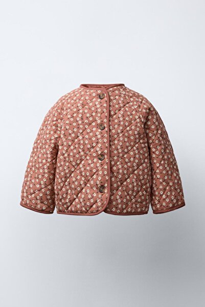 Two Sisters Kız Çocuk Çiçek Desenli Dolgulu Kapitone Ceket