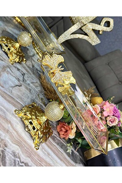 alfafe home Butterfly Diamond Gold Cast Iron Pedestal Rectangular Presentatio...