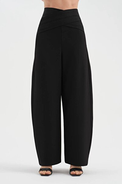 tw3 Γυναικείο παντελόνι με σχέδιο κουμπιών και χιαστί κλείσιμο στη μέση