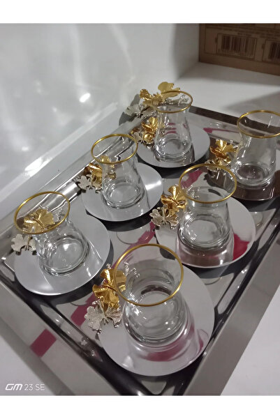 alfafe home طقم شاي لـ 6 أشخاص مع تفاصيل الفراشة