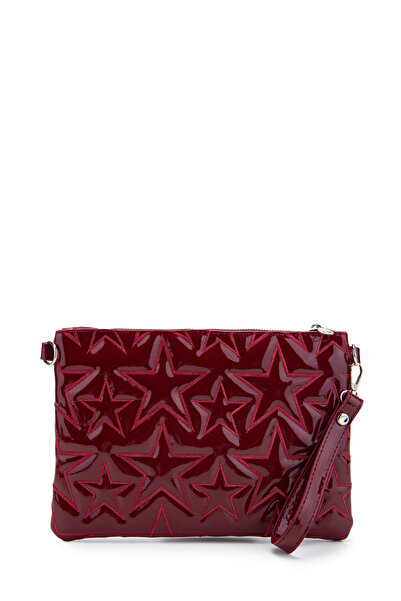 minebag Star Stitched Clutch Star Women's Bag Claret Red Patent Leather