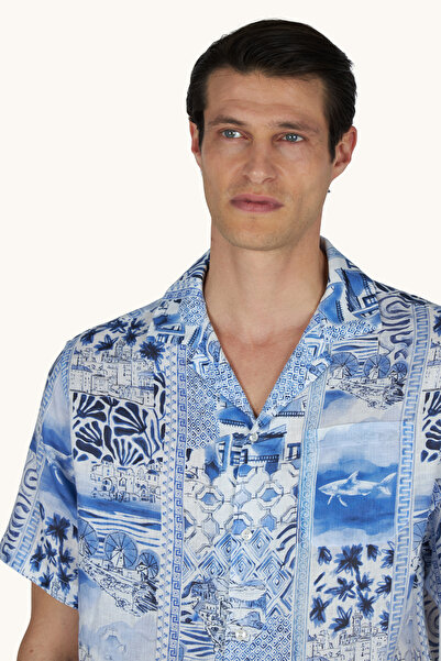 PAUL&SHARK MEN'S WOVEN LINEN SHIRT