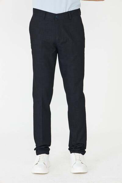 White Stone Navy Blue Modern Cut Men's Casual Sports Trousers