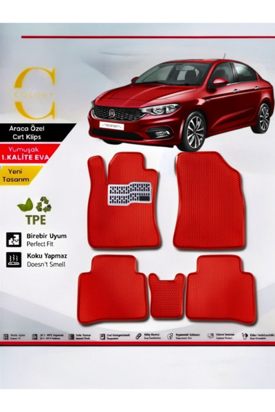 COLONY Fiat Egea Sedan Hücreli Premium 1.Kalite Eva Paspas Seti Paspas Takımı...
