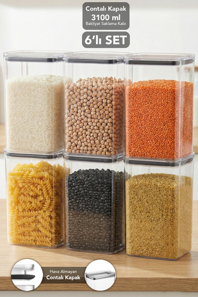 Meleni Home 6-Piece Pure Rectangular Storage Container - Airtight Transparent...