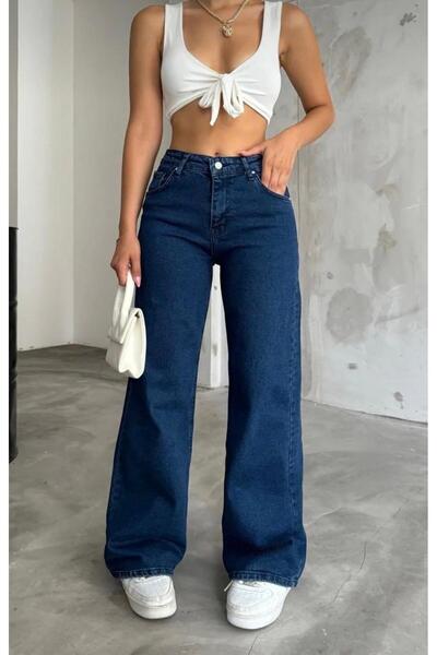 SU SHE New Season Women's High Waist Dark Blue Pants