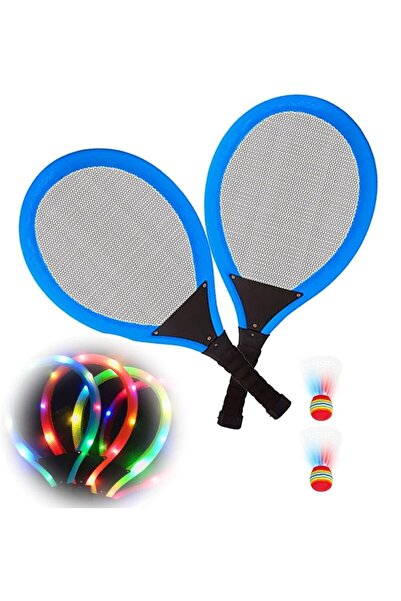 Bsr Set 2 palete badminton, cu LED, fluturas inclus, plastic, multicolor, 55 cm