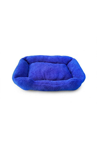BRT Pet Premium Dikdörtgen Peluş Kedi Yatağı ve Küçük Irk Köpek Yatağı - 60x40 cm - Mavi