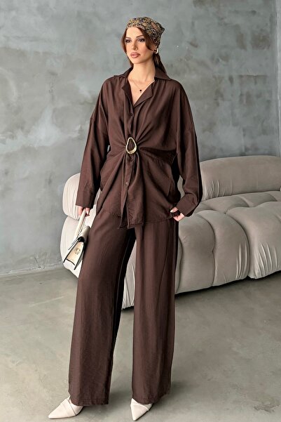 BEJNA Дамски комплект с широка кройка и детайли на копчетата