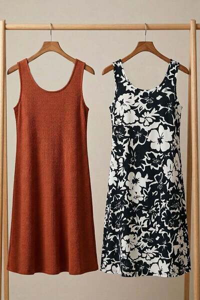 COTENCONCEPT 2-Piece A-Line Comfortable Dress with Drapey Thick Straps