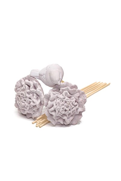 Missi Bloom & Breeze Serisi- Lila Seramik Taşlı Doğal Bambu Kamış Seti