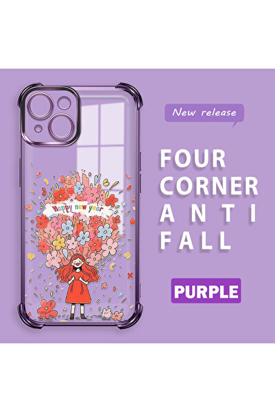 ucuc حافظة شفافة متوافقة مع آيفون 14 بأربعة زوايا من السيليكون ذات حواف لامعة