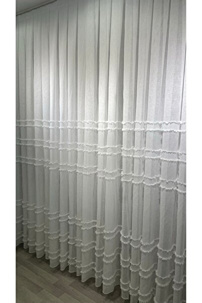 PerdeBurada Saçak Şeritli Ponpon Tül Perde Premium | Kırışmaz | Ütü İstemez |...