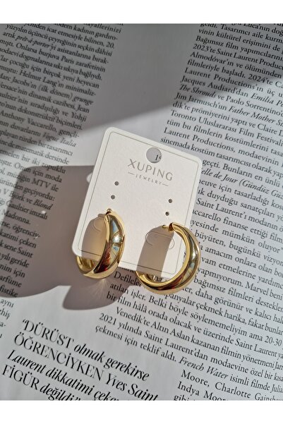 XUPING JEWELRY Kalın Bombeli Gold Halka Küpe