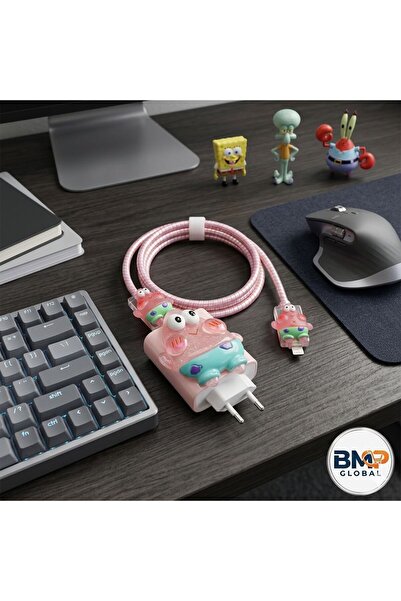 BMP MARKET مجموعة حماية سلك الهاتف الأنيقة ذات طابع باتريك 🖤 💖 (18 واط/20 واط)