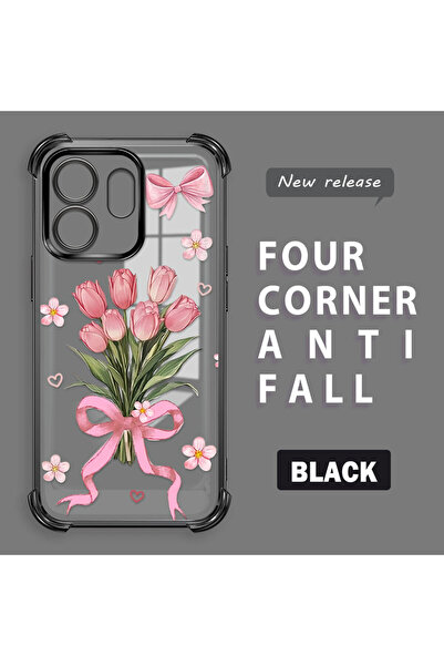 ucuc حافظة شفافة متوافقة مع هاتف Infinix Smart 9 مصنوعة من السيليكون بأربعة ز...