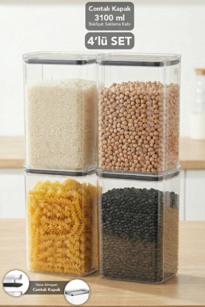 Meleni Home 4-Piece Pure Rectangular Storage Container - Airtight Transparent...