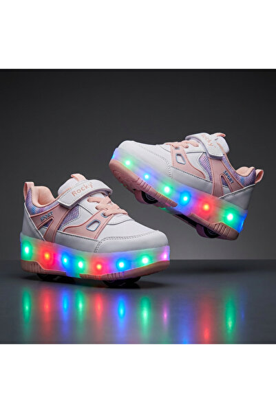BURUNİ LED Işıklı Paten Ayakkabı Tekerlekli Çocuk Ayakkabısı Erkek Çocuk / Kı...