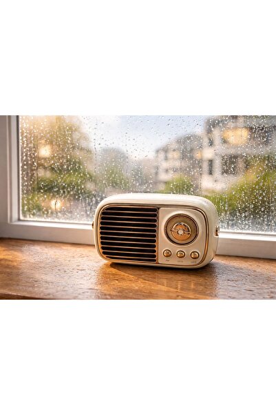 Retro Nostaljik Retro Bluetooth Hoparlör, Fm Radyo, USB ve Kablosuz Ses Deneyimi Krem