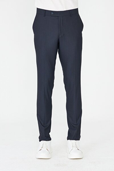 White Stone بنطلون رجالي كلاسيكي من القماش باللون الأزرق الداكن بتصميم عصري