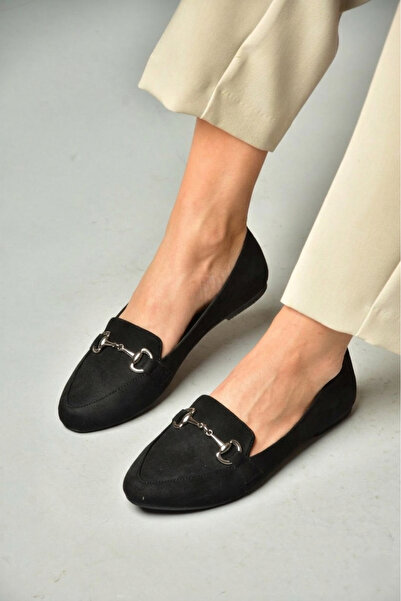 Fox Shoes Y290110002 Negru piele întoarsă detaliu la cataramă Casual Femei ba...