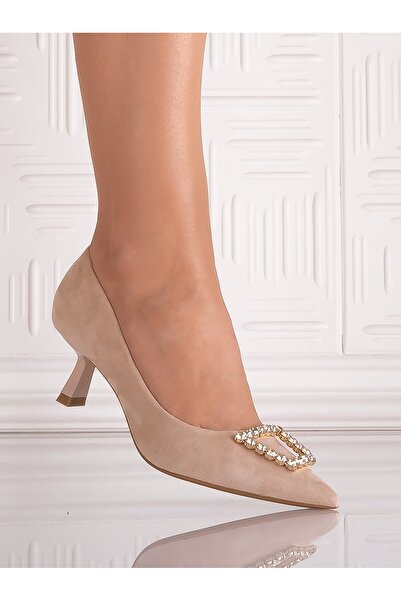 Botinelli Pantofi de damă Henda bej, din piele întoarsă, mărimea 38