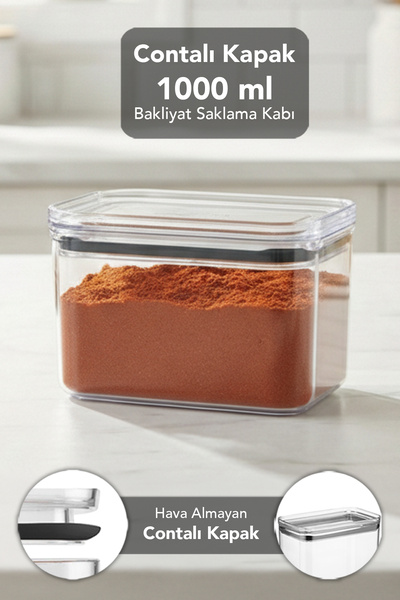 Meleni Home حاوية تخزين مستطيلة الشكل - حاوية حبوب ميكا شفافة محكمة الغلق ومق...