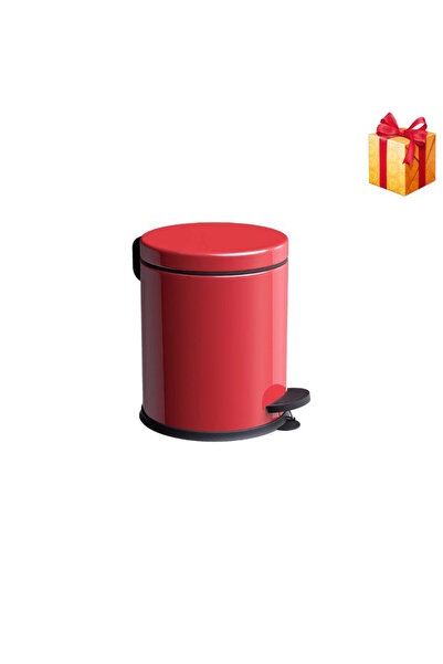 HORECA Coș de gunoi din oțel inoxidabil cu pedală, 5 litri, roșu