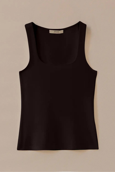 SEÇİL Жіноча базова майка з квадратним вирізом на бретельках - чорна