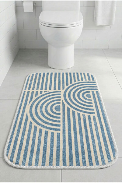 Zevahir Home Klozet Önü Banyo Paspası Kaymaz Tabanlı Ayak Paspası 60x40 Moder...