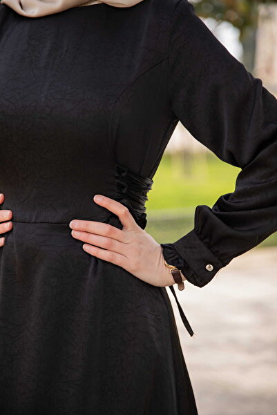 Nissra Ankanoor Kraş Satin Waist-Sitting Side-British Dress 145cm Anka265143