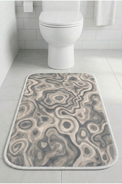 Zevahir Home Klozet Önü Banyo Paspası Kaymaz Tabanlı Ayak Paspası 60x40 Moder...