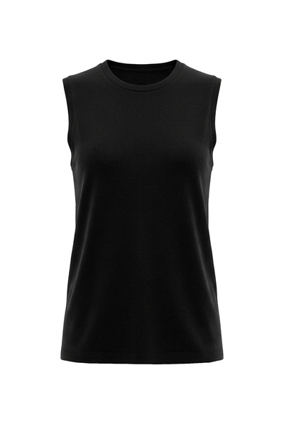 Kayra Women's Basic Crew Neck Sleeveless Tunic - Black
