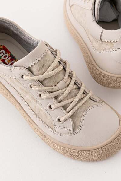 Golder Women's Daily Beige Sneakers Lace-Up Comfortable Sneakers