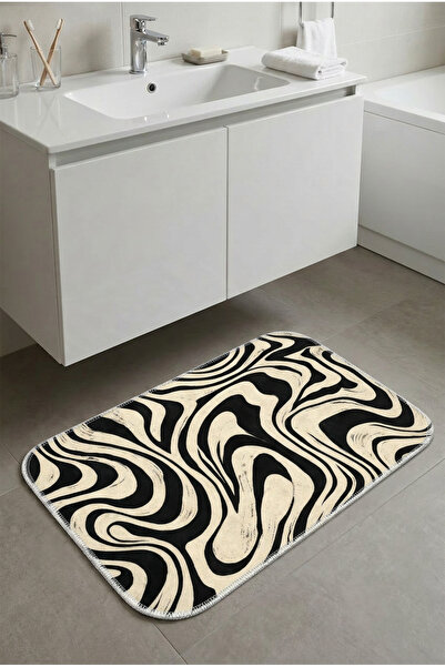 Zevahir Home Lavabo Önü Banyo Paspası Kaymaz Tabanlı Abdest Paspası 60x40 Mod...