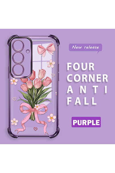 ucuc غطاء سيليكون شفاف متوافق مع سامسونج جالاكسي إس 25 بأربعة زوايا وحواف لامعة